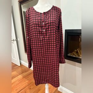 Red and Black Plaid Long Sleeve Dress